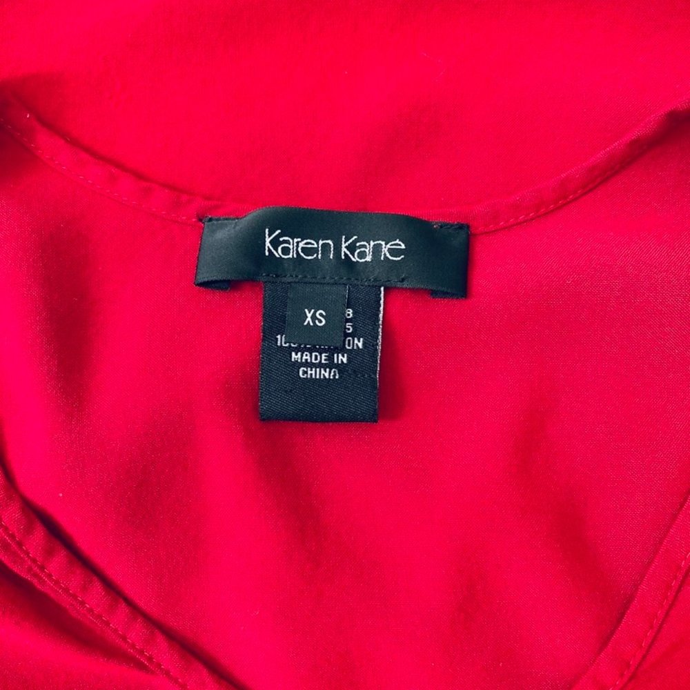 Karen Kane Red With Black Lace Rayon Blouse Sz XS - Picture 8 of 11